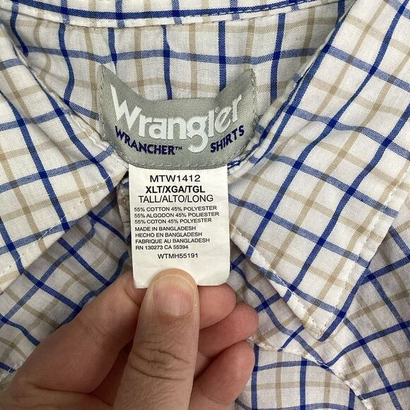 Mens Wrangler Western Short sleeved Pearl Snap XLT Tall - Picture 2 of 5